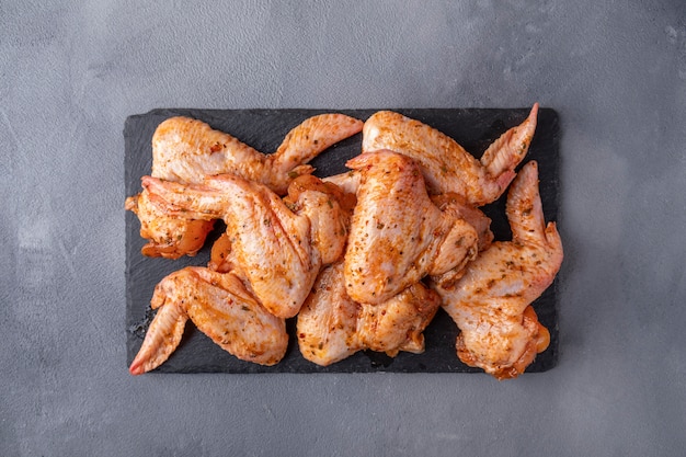 Marinated chicken wings ready to cook