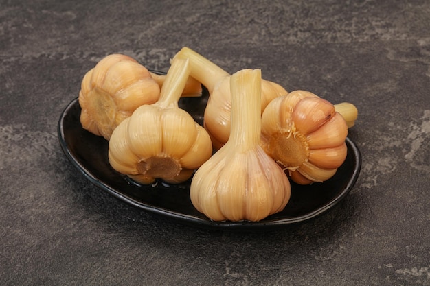 Marinated garlic in the bowl