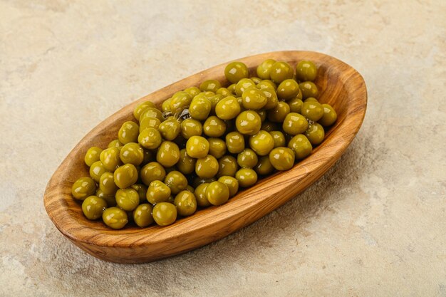 Marinated green pea in the bowl