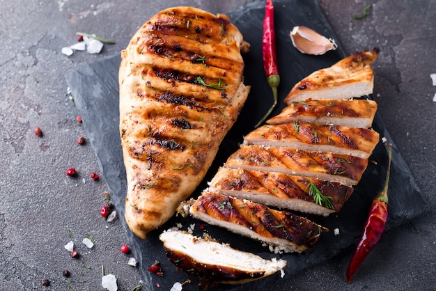 Marinated grilled healthy chicken breasts