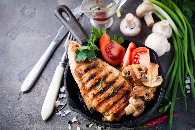 Marinated grilled healthy chicken breasts