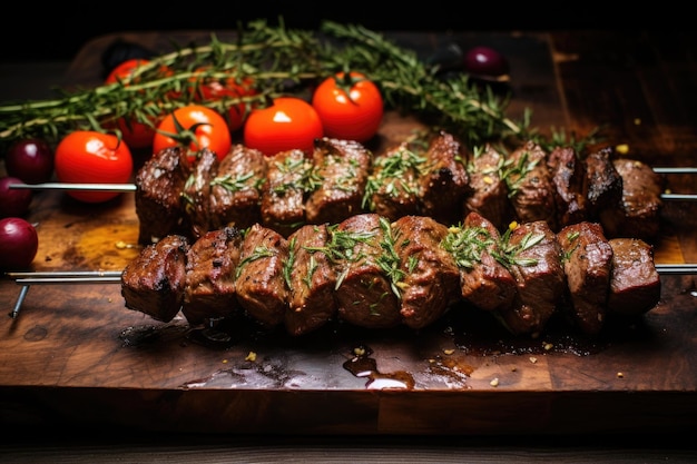 Marinated meat skewers ready for grilling