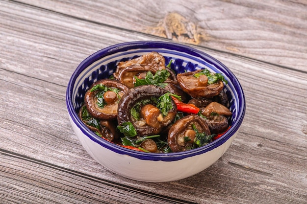 Marinated shiitake mushrooms with herbs