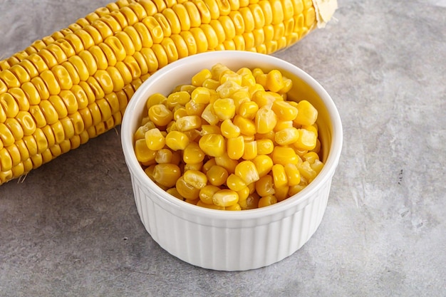 Marinated sweet corn in the bowl