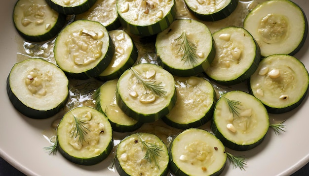 Photo marinated zucchini with garlic and dill blanks