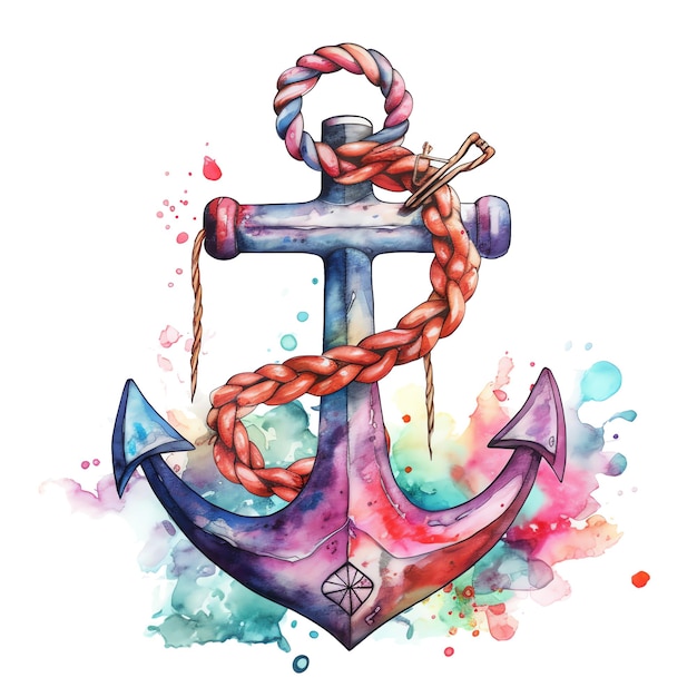 Premium AI Image | Marine anchor watercolor illustration marine animals ...