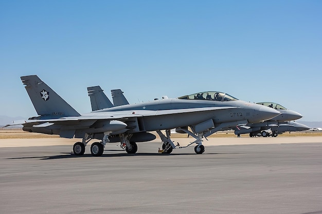 Photo marine aviators and support crew work on fa18 hornets during the air show in miramar ca on oct 3 2015 its the largest military air show worldwide