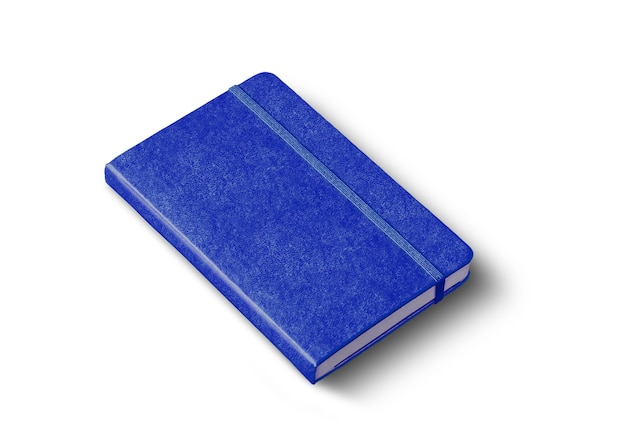 Photo marine blue closed notebook mockup isolated on white