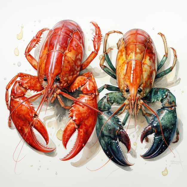 marine crustaceans white background