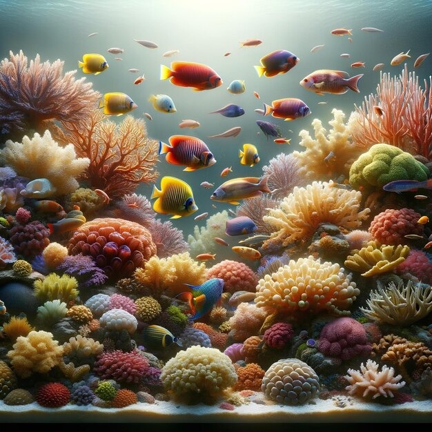 marine fish and coral in the ocean
