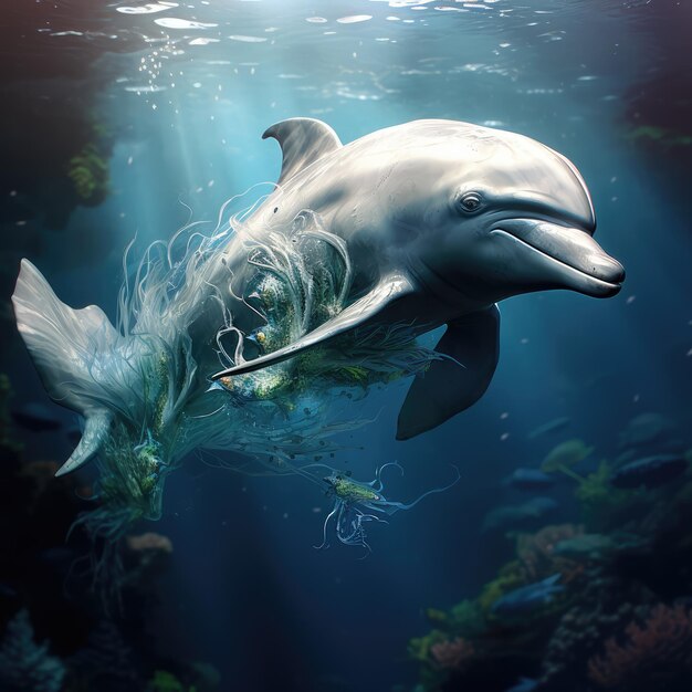 marine life illustration HD 8K Vector illustratie behang