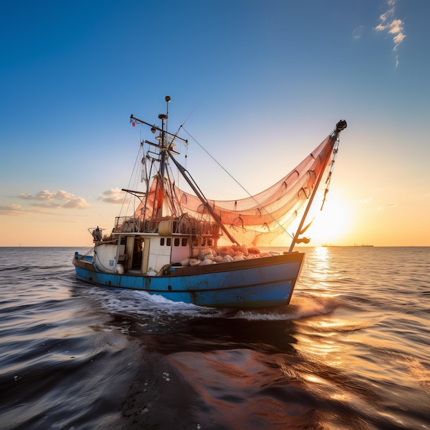 Marine shrimp fishing boat in the Gulf