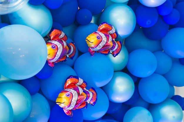 Premium Photo  Marine-style decor of balloons, fish, and corals