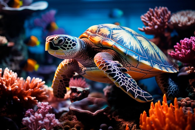 Marine turtle in the aquariumgenerative ai