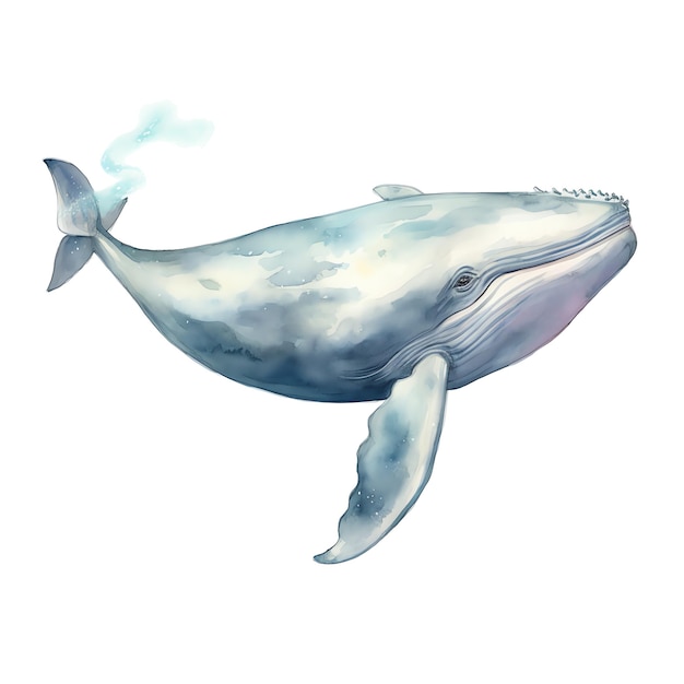 Photo marine whale watercolor illustration marine animals clipart