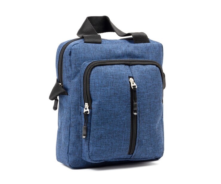 Marineblauwe jeans tas isolted op witte achtergrond
