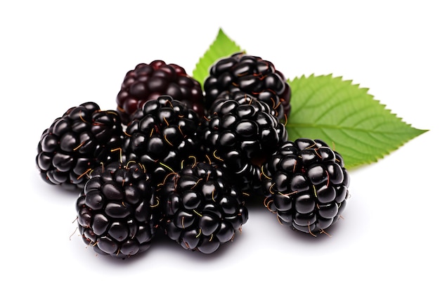 Marionberry-fruit dat op witte achtergrond wordt geïsoleerd