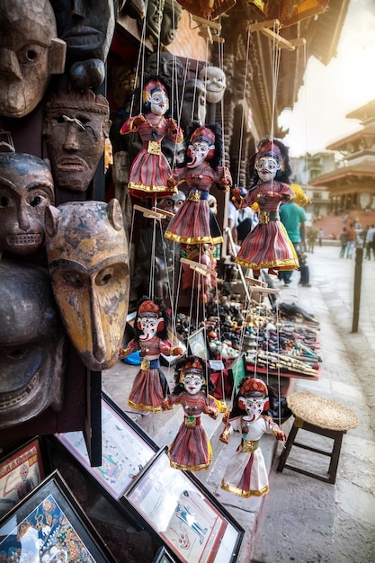 Marionetten op de Nepalese markt