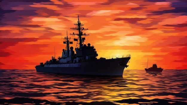 Photo maritime navy ship silhouette