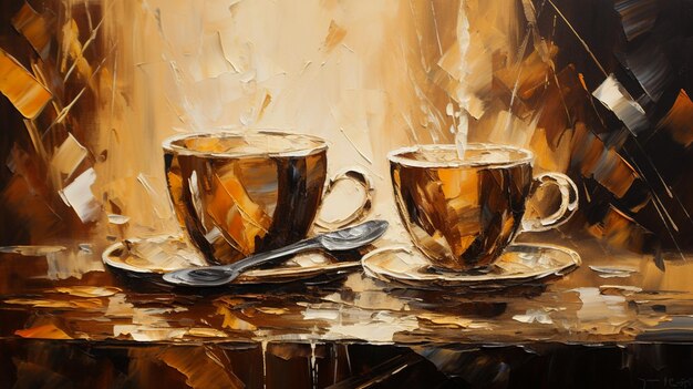 Mark kazav original painting coffee high resolution Ai generated art