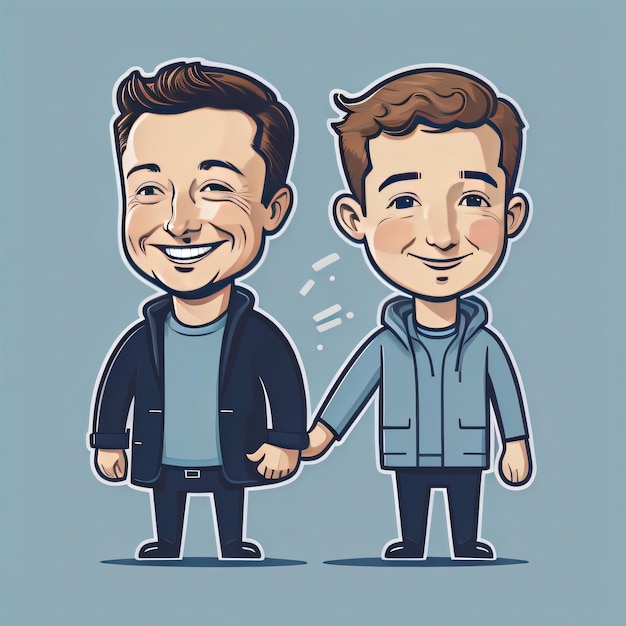 Mark zuckerberg and elon musk vector art