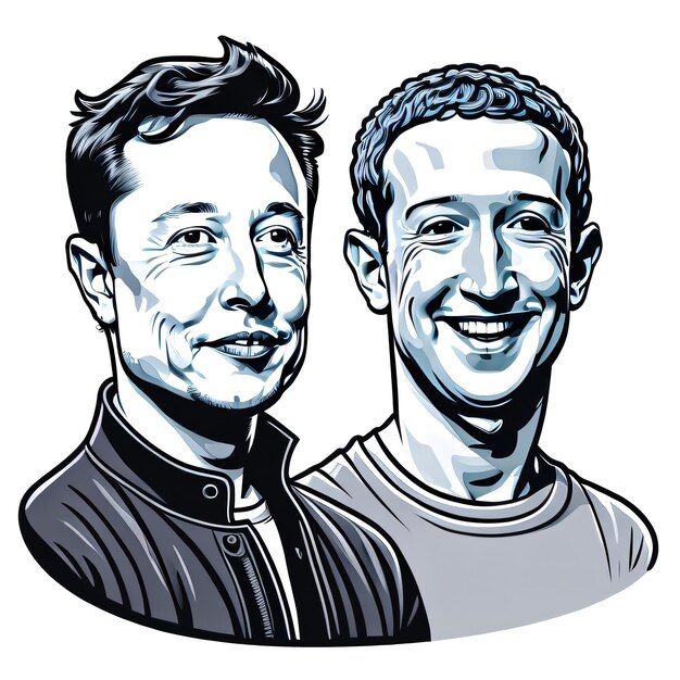 Photo mark zuckerberg and elon musk vector art