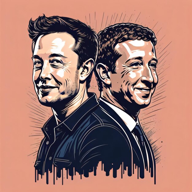 Mark zuckerberg and elon musk vector art