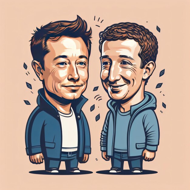 Photo mark zuckerberg and elon musk vector art