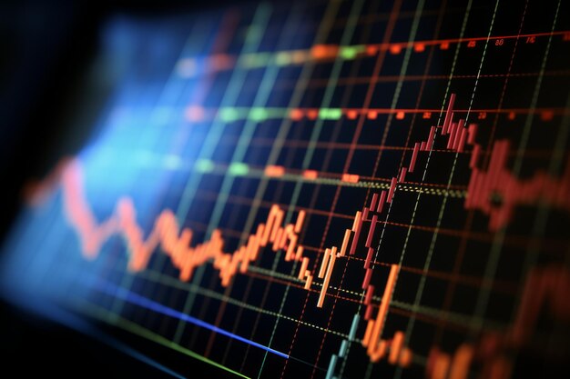 Market analysis infographics hologram shows realtime changes in current stock prices in a simple