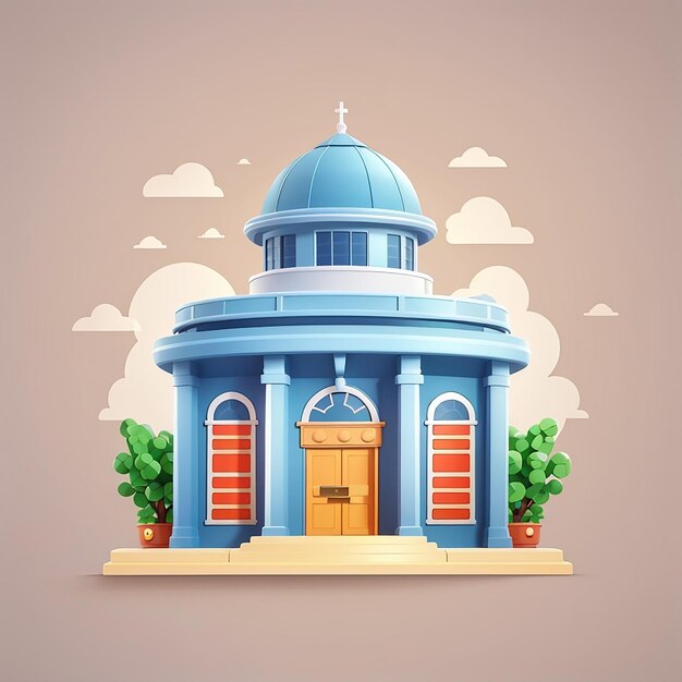 Foto market building vector icon illustration building and landmark icon concept bianco isolato flat cartoon style adatto per la pagina di destinazione web banner sticker sfondi