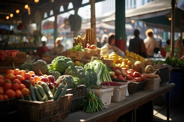 Photo market fruit organic food fresh