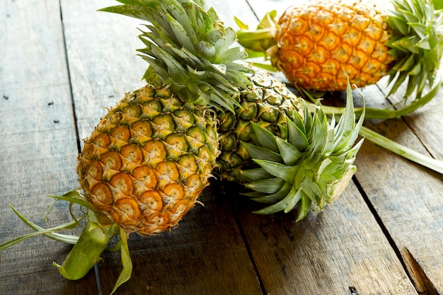 Market Pineapples on wooden