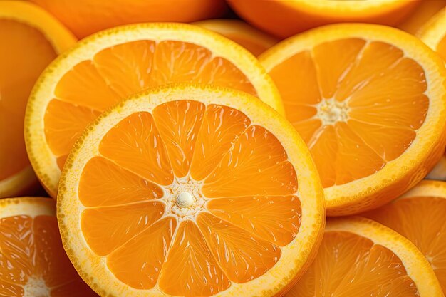 写真 スライスしたオレンジの市場のクローズ アップ