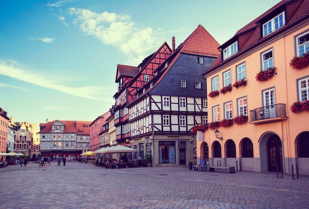 Market square of the historic city of quedlinburg germany