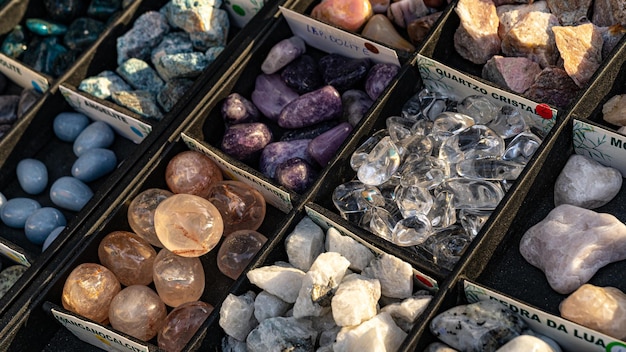 Market stall of esoteric lucky stones