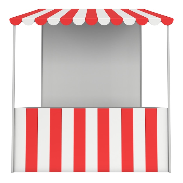 Market stand kiosk kraam met gestreepte luifel voor promotie verkoop