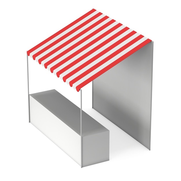 Market stand kiosk stall with striped awning for promotion sale