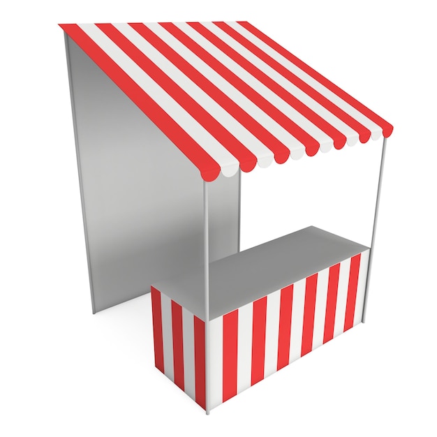 Market stand kiosk stall with striped awning for promotion sale