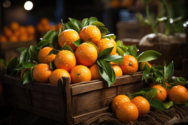 A market tableau of abundant mandarin harvestmarket scene with heaps of fresh mandarins