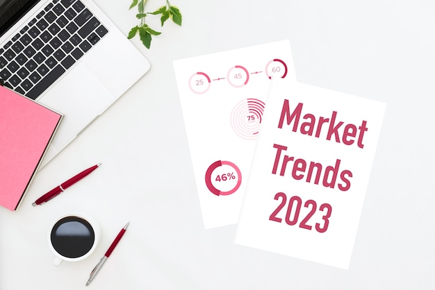 Market trends concept with  laptop