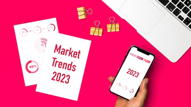 Market trends concept with  laptop