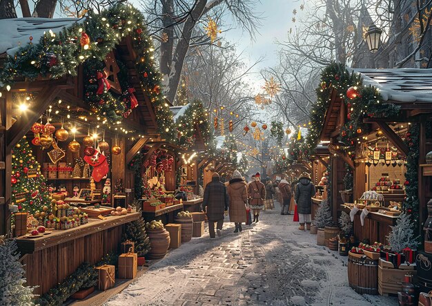 Photo a market with a christmas tree and a sign that says  christmas