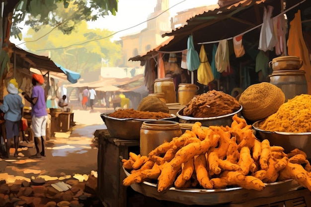 a market with a lot of food