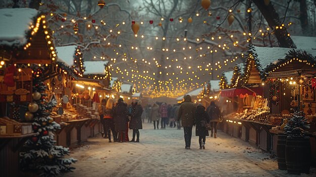 a market with a lot of lights on it