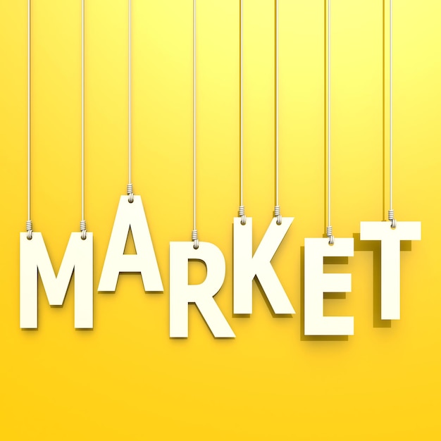 Market word in yellow background