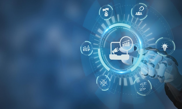Marketing automation concept Digitale marketing- en reclamestrategieën Scaling reach en engagement over websites sociale media en digitale reclame om klanten te bereiken en te behouden