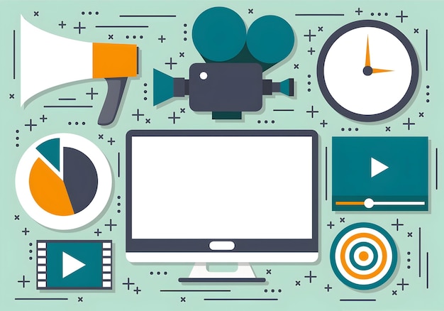 Marketing- en media-iconen voor digitale bedrijfsstrategie