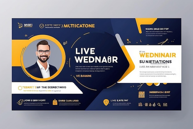 Photo marketing strategies live webinar banner invitation and social media post template business webinar invitation design