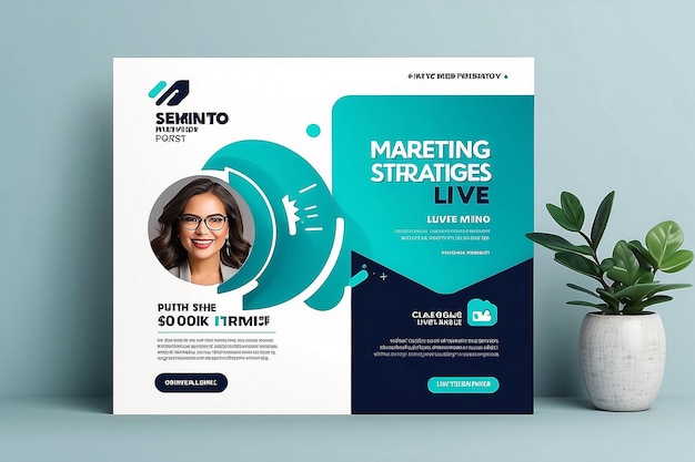 Marketing Strategies live webinar banner invitation and social media post template