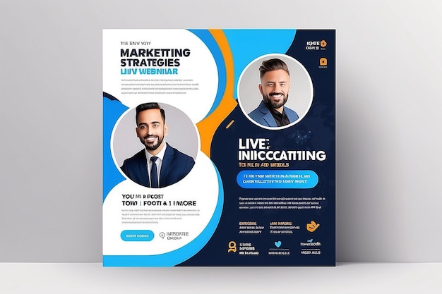marketing strategies live webinar banner invitation and social media post template